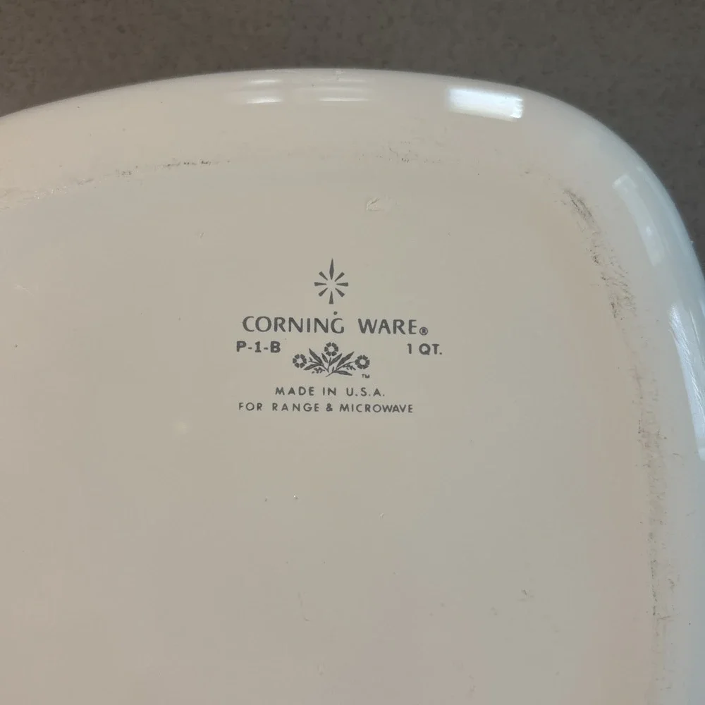 Vintage Corning Ware Blue Cornflower P-1-B  1 qt with‎ Glass Pyrex Lid